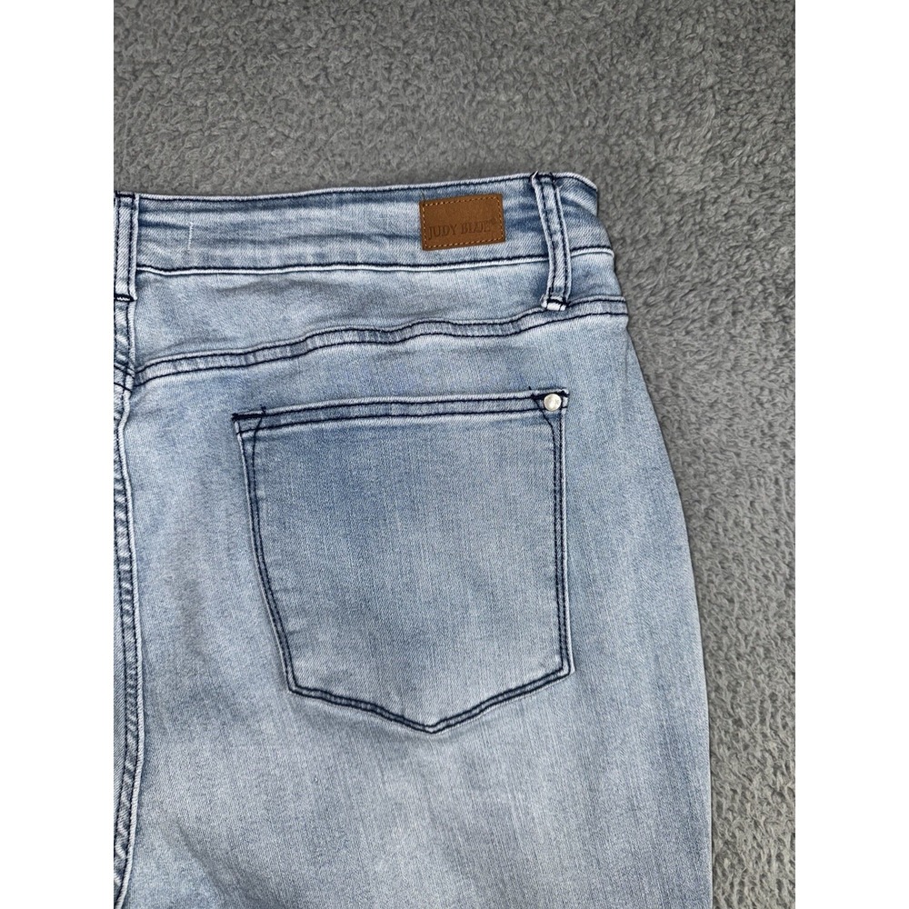 Judy Blue Jeans Women 24w Skinny Fit Fringe Raw Hem Light Wash Denim Pants - Picture 11 of 12